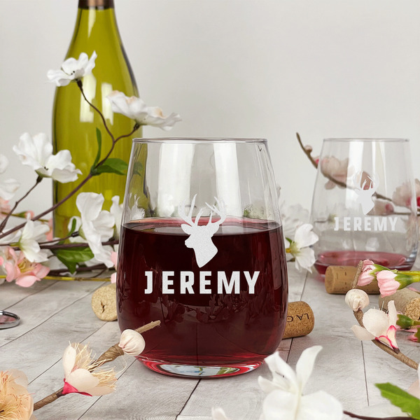 Hunting Camo Stemless Wine Glass - In Context