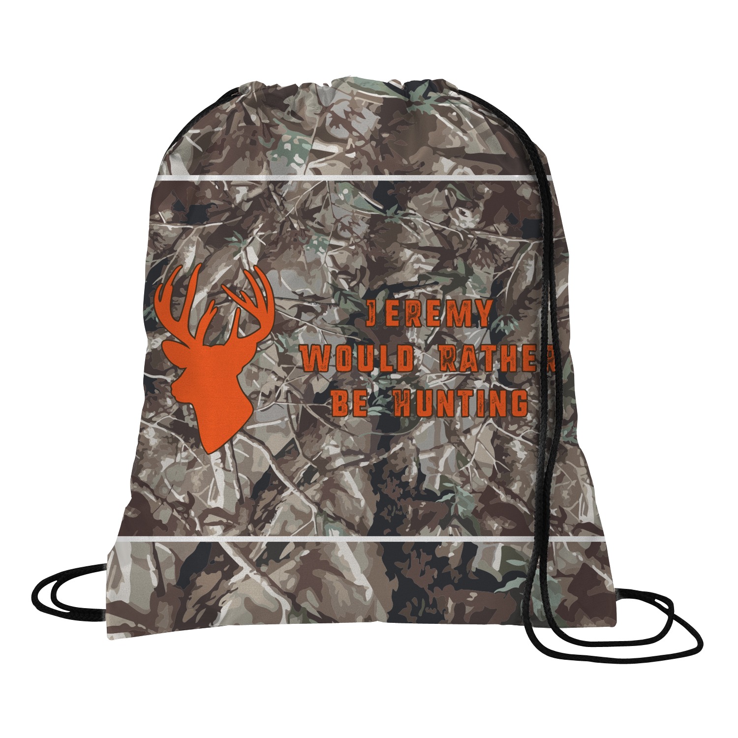 Custom Hunting Camo Drawstring Backpack (Personalized