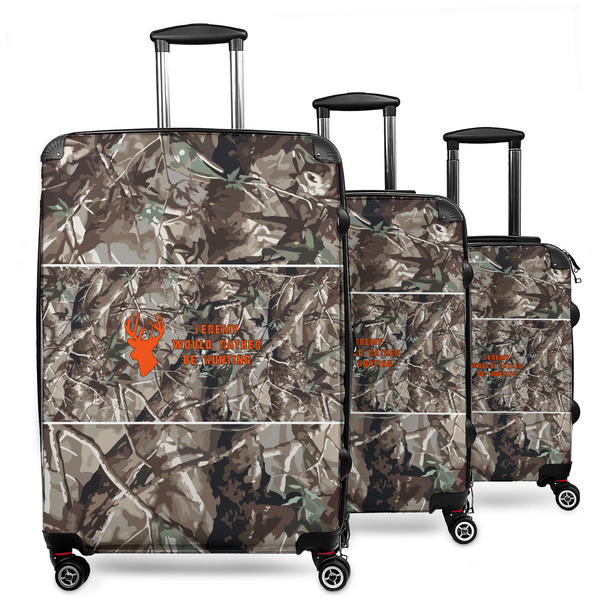Custom Hunting Camo 3 Piece Luggage Set - 20" Carry On, 24" Medium Checked, 28" Large Checked (Personalized)