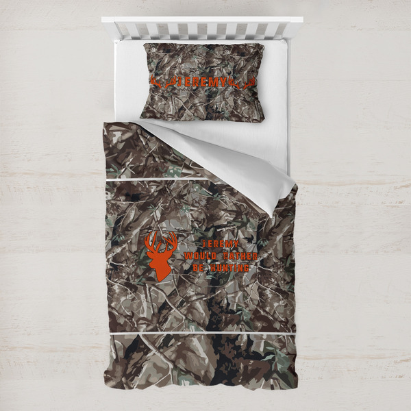 Custom Hunting Camo Toddler Bedding Set - With Pillowcase (Personalized)
