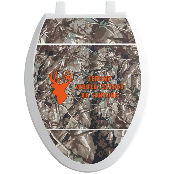 Custom Hunting Camo Toilet Seat Decal - Elongated (Personalized)