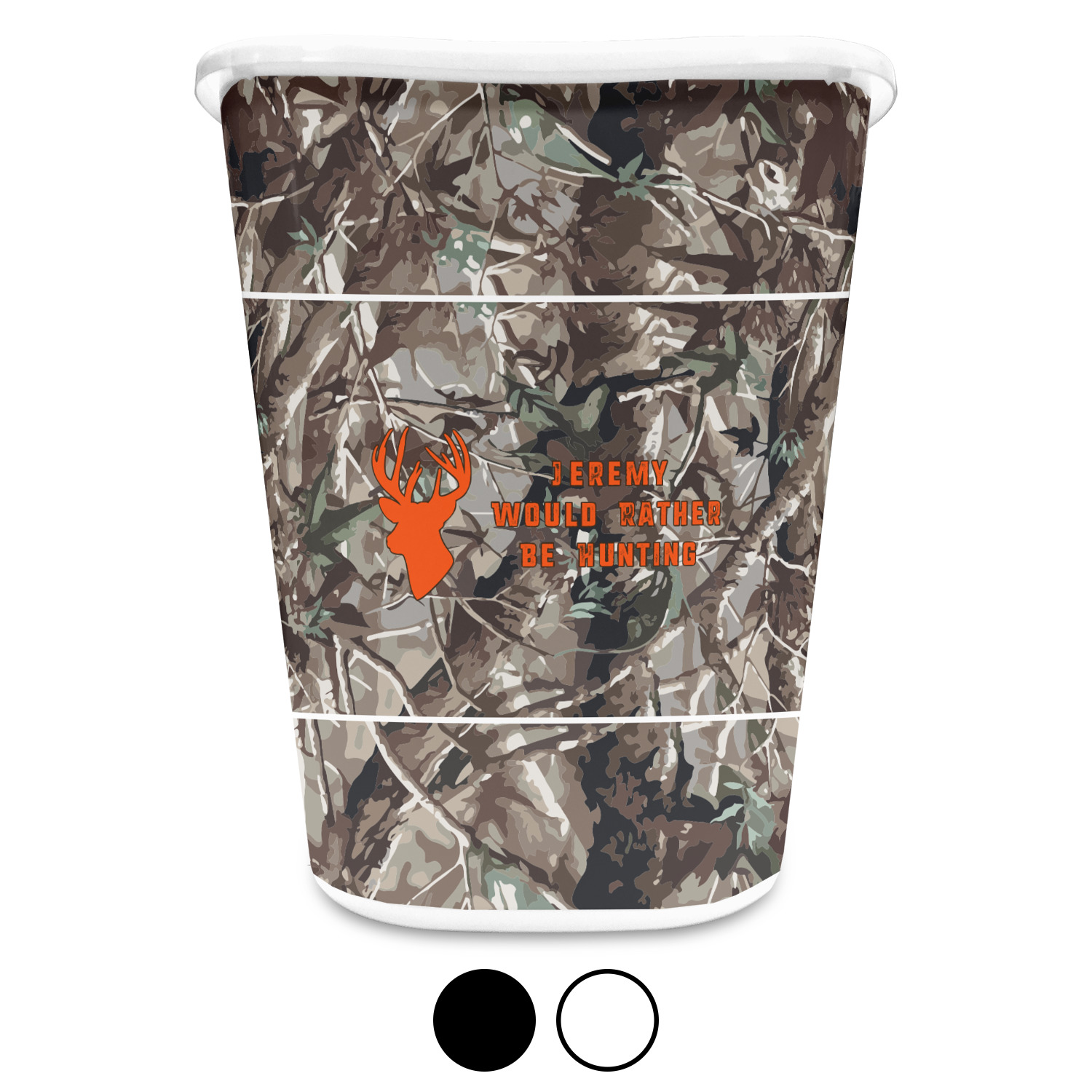 Hunting Camo Waste Basket Single Sided (Black) (Personalized