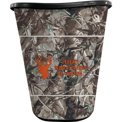Hunting Camo Waste Basket - Single Sided (Black) (Personalized)