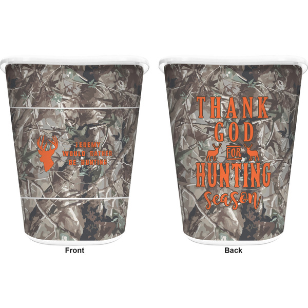 Hunting Camo Trash Can White - Front and Back - Apvl