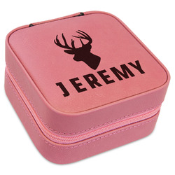 Hunting Camo Travel Jewelry Boxes - Pink Leather (Personalized)