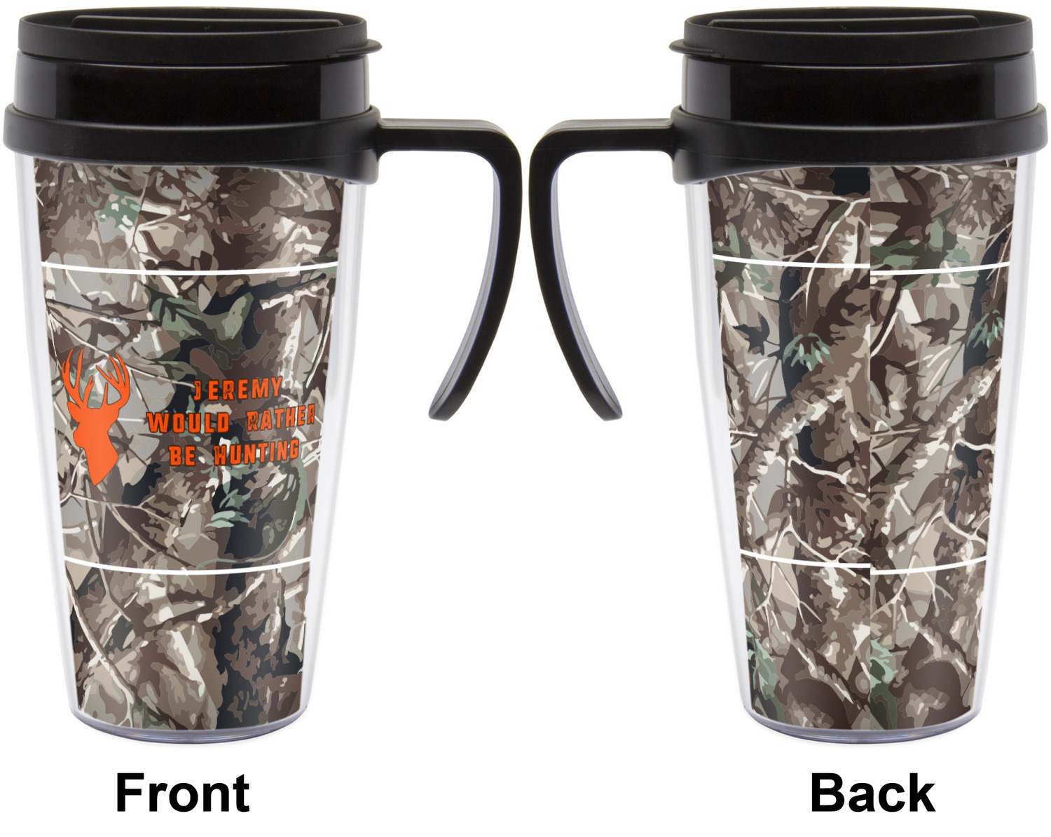 Hunting Camo Acrylic Travel Mug with Handle (Personalized) YouCustomizeIt