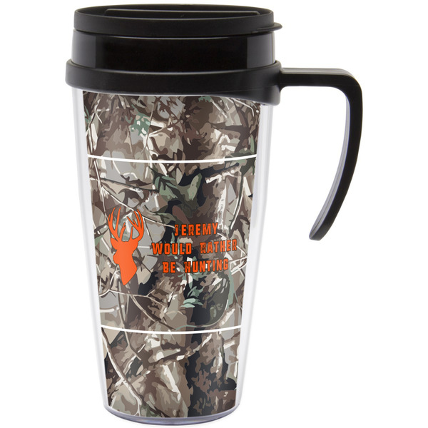 Custom Hunting Camo Acrylic Travel Mug with Handle (Personalized)