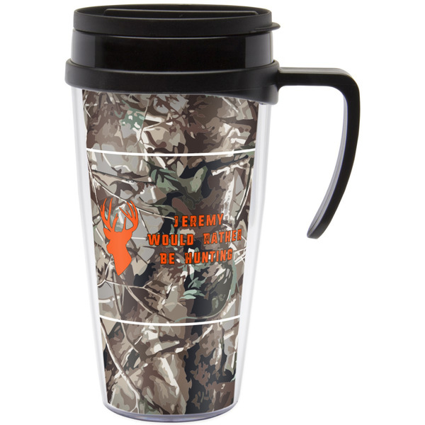 Custom Hunting Camo Acrylic Travel Mug with Handle (Personalized)