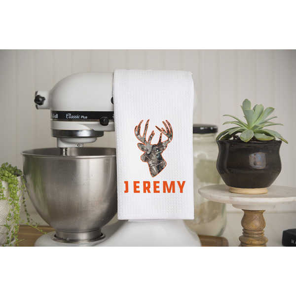 Hunting Camo Waffle Weave Towel - Lifestyle - Partial Print