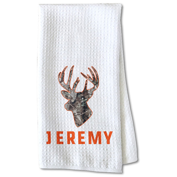 Custom Hunting Camo Kitchen Towel - Waffle Weave - Partial Print (Personalized)