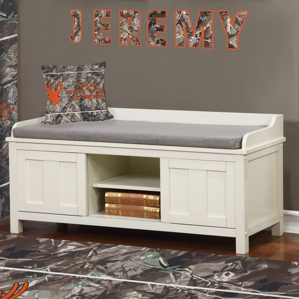Hunting Camo Wall Name Decal Above Storage bench