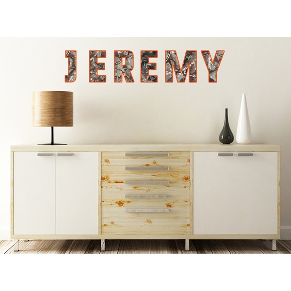 Hunting Camo Wall Name Decal On Wooden Desk