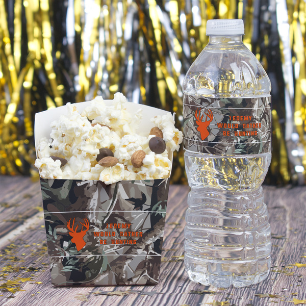 Hunting Camo Water Bottle Label - w/ Favor Box