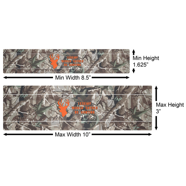 Hunting Camo Water Bottle Labels w/ Dimensions
