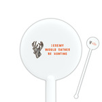 Hunting Camo 5.5" Round Plastic Stir Sticks - White - Single Sided (Personalized)
