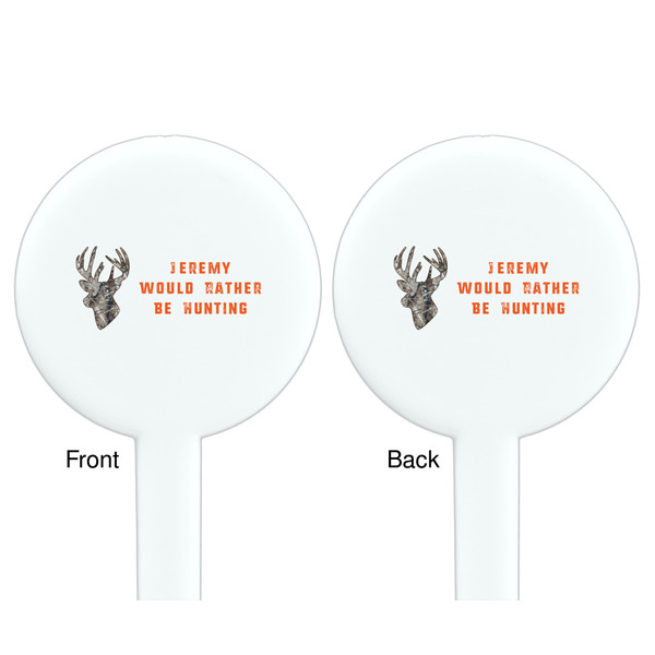 Hunting Camo White Plastic 7" Stir Stick - Double Sided - Round - Front & Back