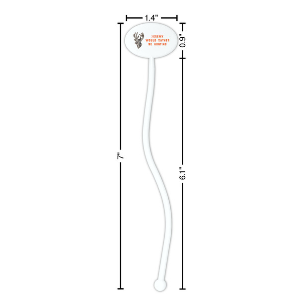Hunting Camo White Plastic 7" Stir Stick - Oval - Dimensions