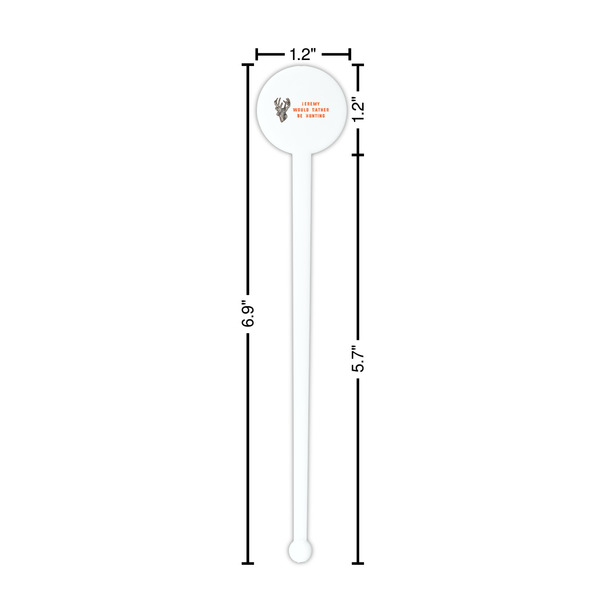 Hunting Camo White Plastic 7" Stir Stick - Round - Dimensions
