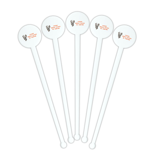 Hunting Camo White Plastic 7" Stir Stick - Round - Fan View