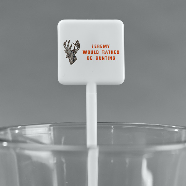 Hunting Camo White Plastic Stir Stick - Square - Main