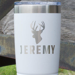 Hunting Camo 20 oz Stainless Steel Tumbler - White - Single Sided (Personalized)