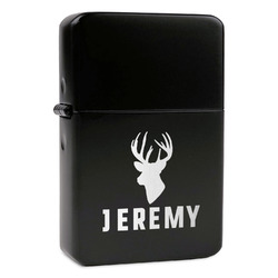 Hunting Camo Windproof Lighter - Black - Double Sided & Lid Engraved (Personalized)