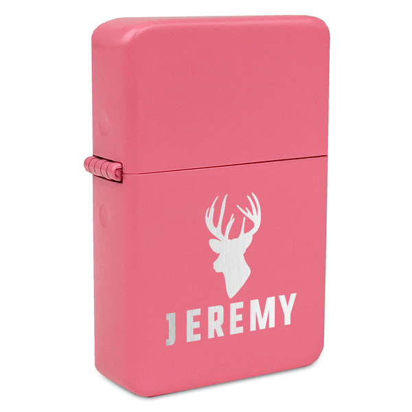 Custom Hunting Camo Windproof Lighter - Pink - Single Sided & Lid Engraved (Personalized)
