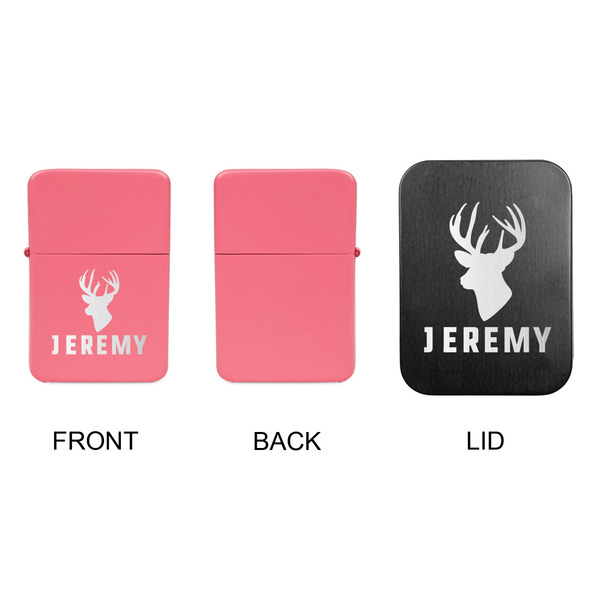Hunting Camo Windproof Lighters - Pink, Single Sided, w Lid - APPROVAL
