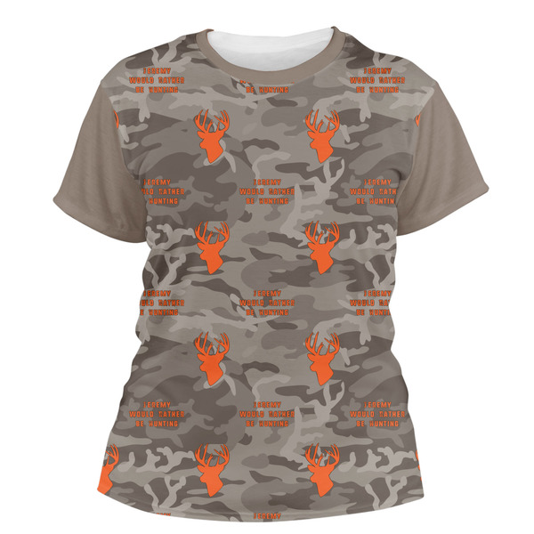 Custom Hunting Camo Women's Crew T-Shirt - Large (Personalized)