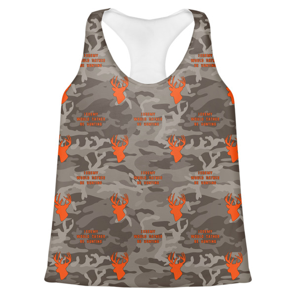 Custom Hunting Camo Womens Racerback Tank Top - Large (Personalized)