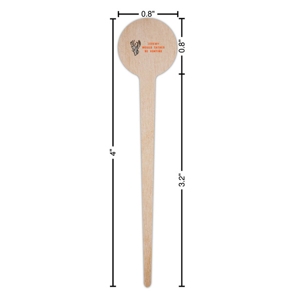 Hunting Camo Wooden 4" Food Pick - Round - Dimensions
