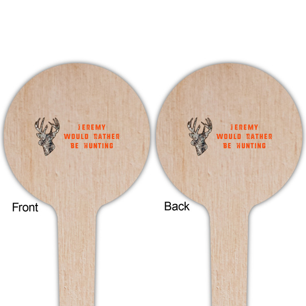 Hunting Camo Wooden 4" Food Pick - Round - Double Sided - Front & Back