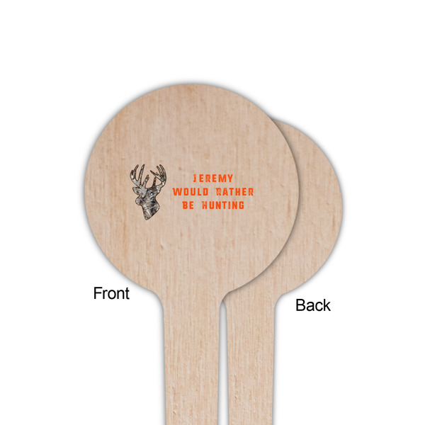Hunting Camo Wooden 4" Food Pick - Round - Single Sided - Front & Back