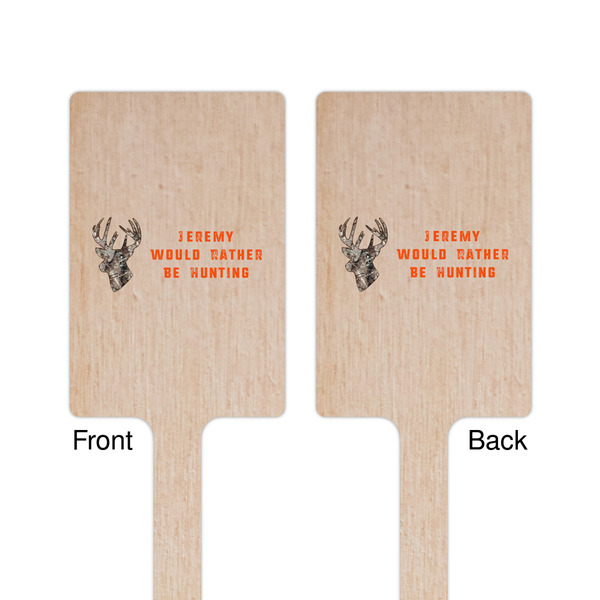 Hunting Camo Wooden 6.25" Stir Stick - Rectangular - Double Sided - Front & Back