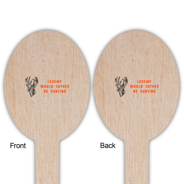 Hunting Camo Wooden Food Pick - Oval - Double Sided - Front & Back