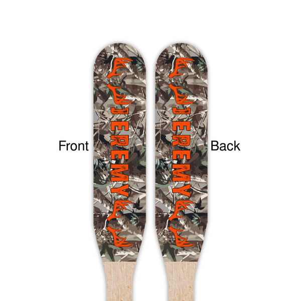 Hunting Camo Wooden Food Pick - Paddle - Double Sided - Front & Back