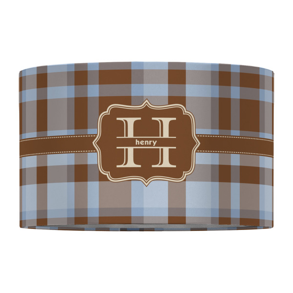Two Color Plaid 12" Drum Lampshade - FRONT (Fabric)