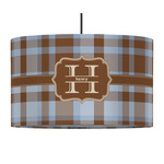 Two Color Plaid 12" Drum Pendant Lamp - Fabric (Personalized)