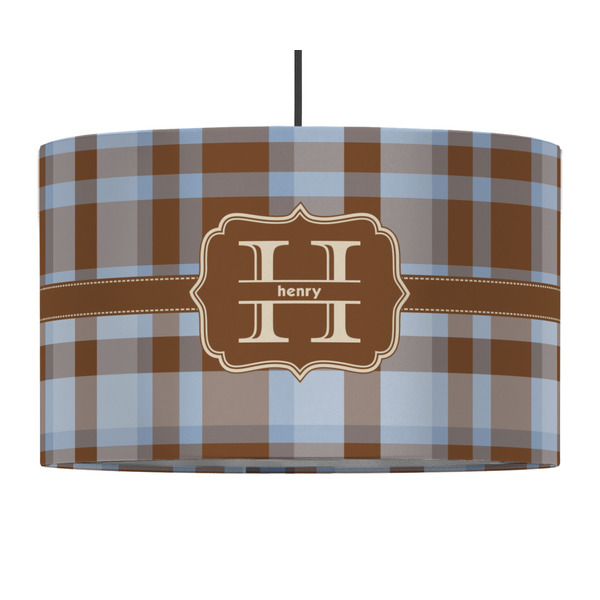 Two Color Plaid 12" Drum Lampshade - PENDANT (Fabric)