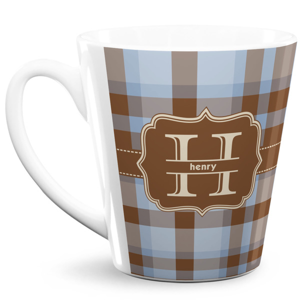 Custom Two Color Plaid 12 Oz Latte Mug (Personalized)