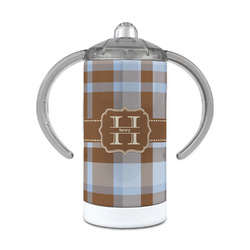 Two Color Plaid 12 oz Stainless Steel Sippy Cup (Personalized)