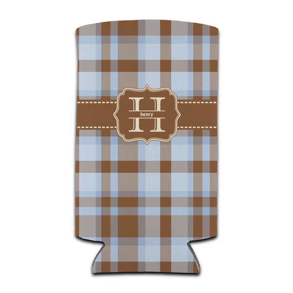 Custom Two Color Plaid Can Cooler (tall 12 oz) (Personalized)