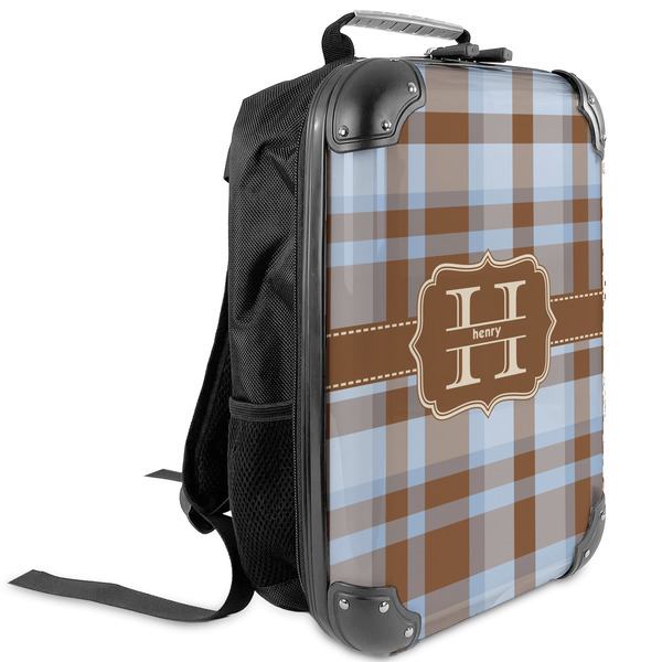 Custom Two Color Plaid Kids Hard Shell Backpack (Personalized)