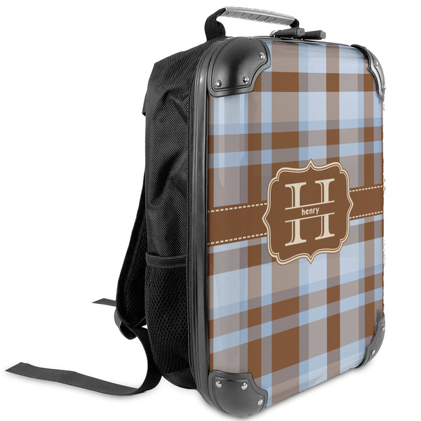 Custom Two Color Plaid Kids Hard Shell Backpack (Personalized)