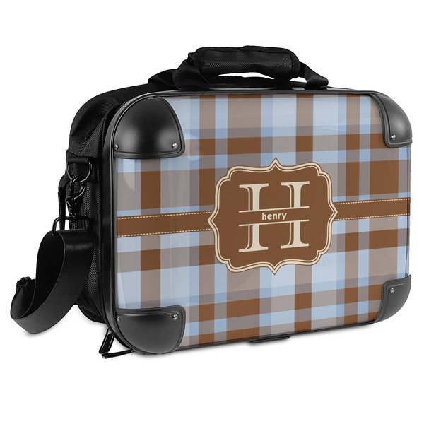 Custom Two Color Plaid Hard Shell Briefcase (Personalized)