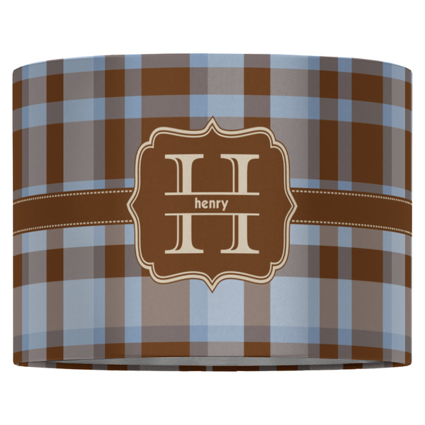Two Color Plaid 16" Drum Lampshade - FRONT (Fabric)