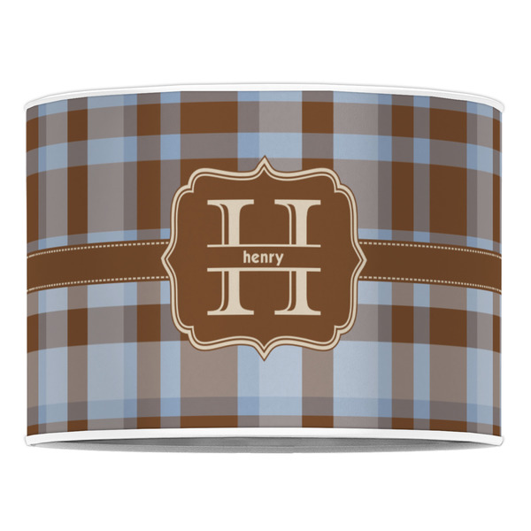 Two Color Plaid 16" Drum Lampshade - FRONT (Poly Film)