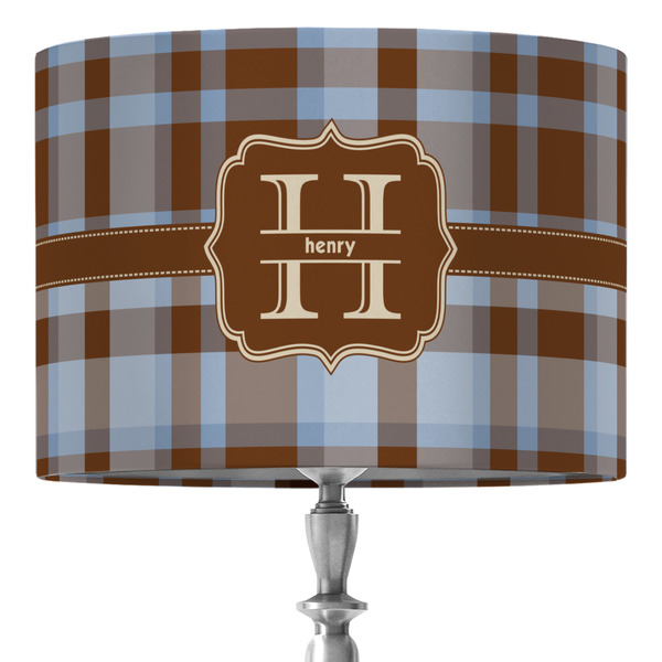 Custom Two Color Plaid 16" Drum Lamp Shade - Fabric (Personalized)