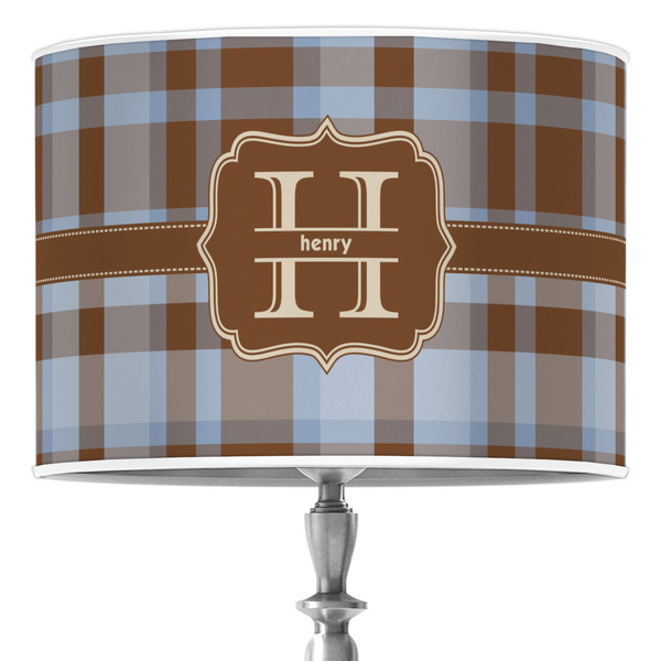 Custom Two Color Plaid 16" Drum Lamp Shade - Poly-film (Personalized)