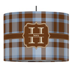 Two Color Plaid 16" Drum Pendant Lamp - Fabric (Personalized)